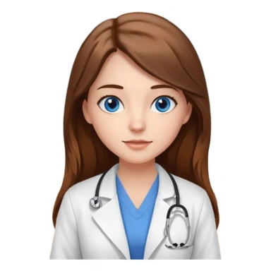 pretty female nursing student with long brown hair, blue eyes inside a classroom at university sticker