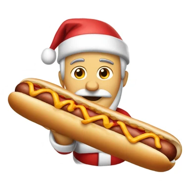 Santa rising a hotdog sticker
