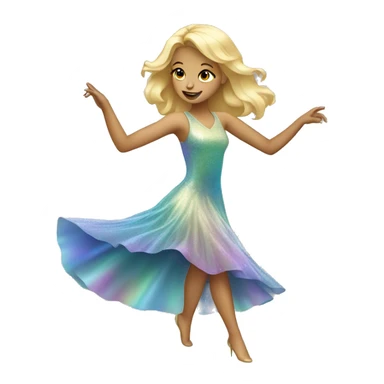 Dancing blonde girl in an iridescent dress sticker