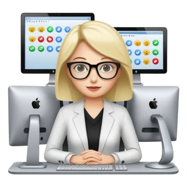 a woman developer in a meeting with others developers, in the background a mainframe computer sticker