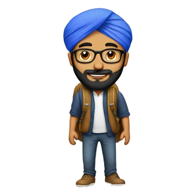Sikh guy with glasses and backpack sticker