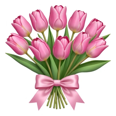 Pastel pink tulip bouquet with bow sticker