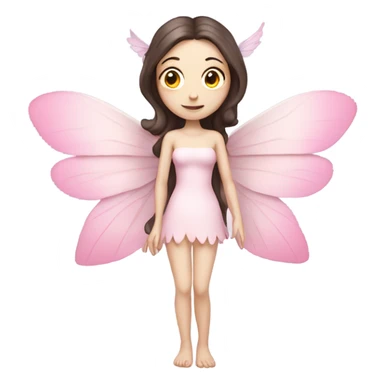 Pale skin, brunette fairy woman with pink wings full body sticker