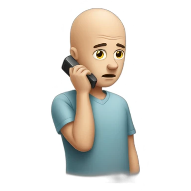 sad bald guy with a phone sticker