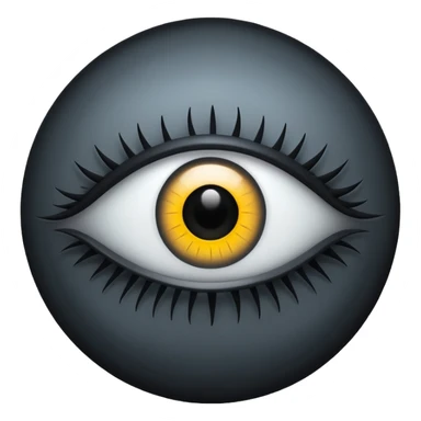 Minimal emoji, gothic futuristic eye, cold grey sclera, pupil replaced by a solid black number 8, occult cyber aesthetic, sharp clean lines, flat emoji design, centered, transparent background sticker