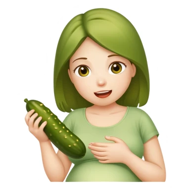 Pregnant girl eating a pickle sticker