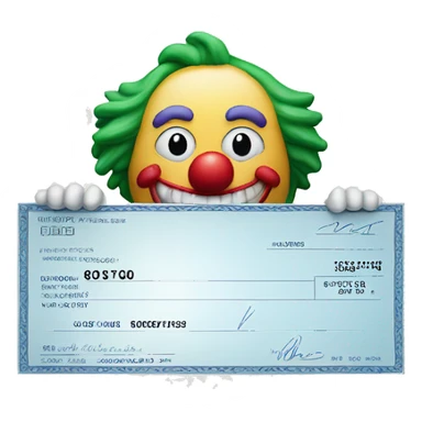 bank check with a clown face on it sticker