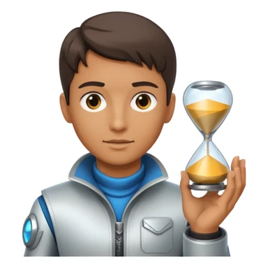 future Explorer with futuristic sandglass sticker