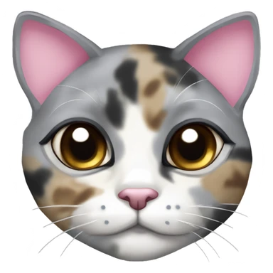 Grey dilute tortious calico (with a little bit of tan between the eyes in a diamond shape) cat with a pink bow sticker