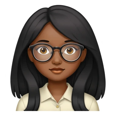 young Vietnamese girl head with long black hair and glasses sticker