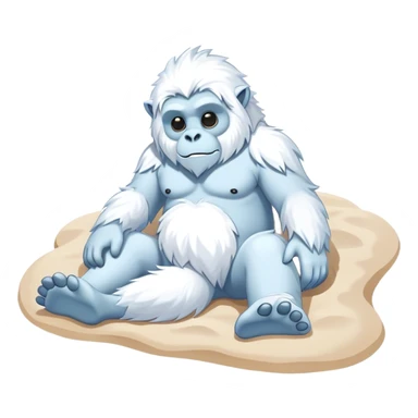 Yeti laying down on the beach  sticker