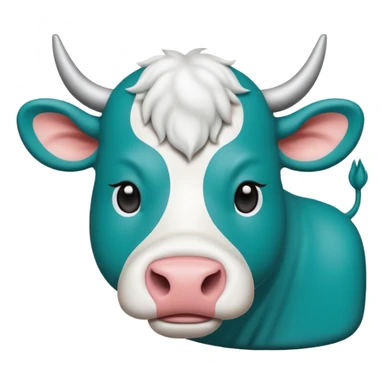 Emoji-style icon of a cow and buffalo with a scan frame or AI detection overlay, representing breed identification. Clean, friendly, rounded design, easy to recognize at small sizes, teal and white accents, no text, transparent background. sticker