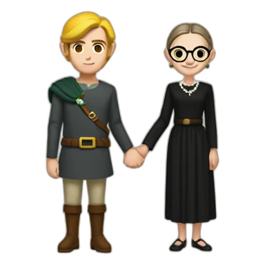 Link (Legend of Zelda) holding hands with Ruth Bader Ginsberg sticker