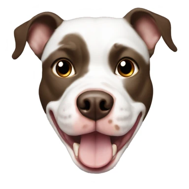 White pitbull with chocolate brown right side of face, panting  sticker