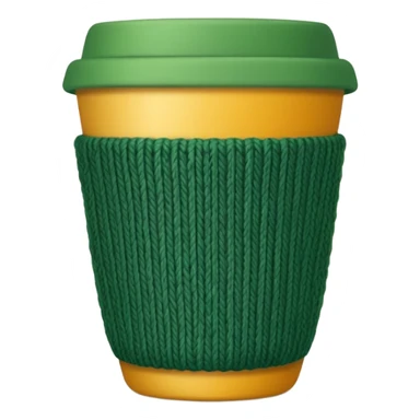 ceramic cup with green knit over the cup sticker