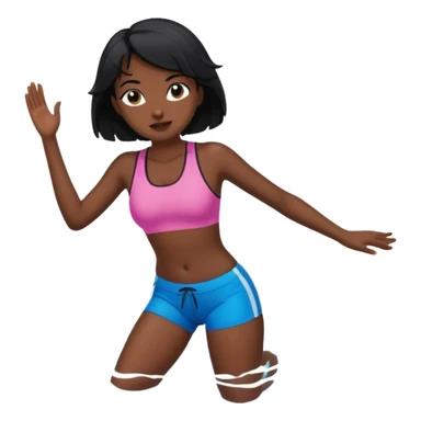 A girl swimming in Goan ocean. Girl should have black hair, clothes should be shorts and tank top or sports bra because she is indian sticker