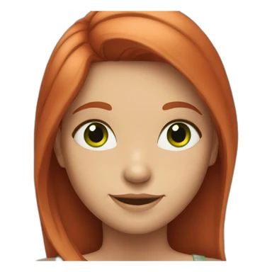 a girl with green eyes and red hair smiles broadly sticker