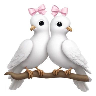 Two White doves with light pink bows around their necks sticker
