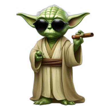 Yoda with a cigar in his mouth and wearing sunglasses sticker