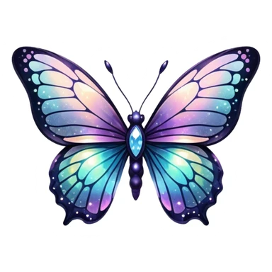Dark Nebula Sparkly glossy glittery Pastel iridescent transparent bio-luminescent glass crystal butterfly sticker