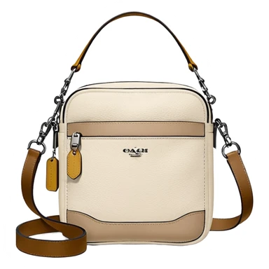 Coach Men Crossbody Bag in Pebbled Leather all white beige rectangle
 sticker