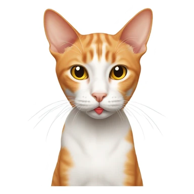 very skinny orange and white cat with weird lip  sticker
