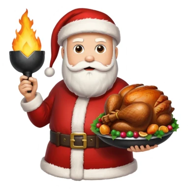 Santa holding a bomb and a turkey sticker
