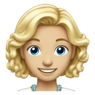 smiling blonde girl with jewelry with blue eyes sticker
