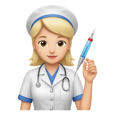 nurse holding vaccination needle sticker