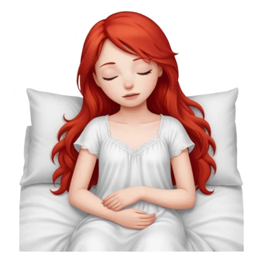 Red long hair girl sleeping in bed alone sticker