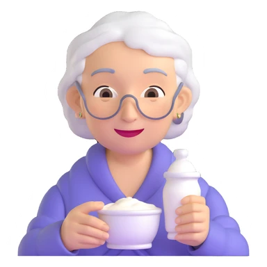 grandmother offering yogurt sticker