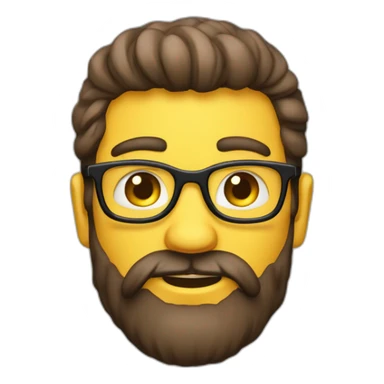tête d'un homme brun avec la barbe et cheveux crépu, lunette jaune sticker