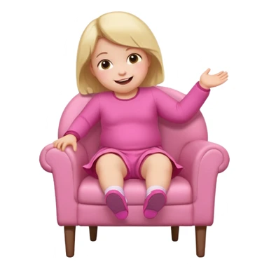 Little Girl falling off of a chair while standing up on it she is fat but not too fat and is wearing pink clothes sticker