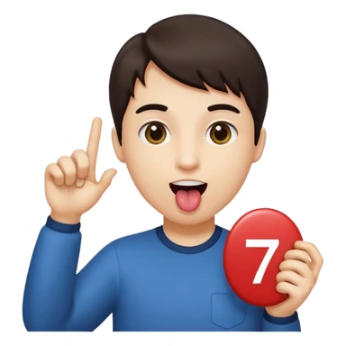 Person holding the number six in one and the number seven in the other hand while sticking their tongue out  sticker