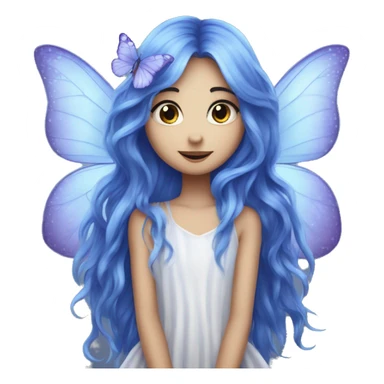 Beautiful, cornflower, fairy, blue, silver, purple, long hair, big butterfly wings sticker