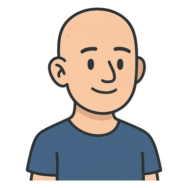 flat toon style bald white guy sticker
