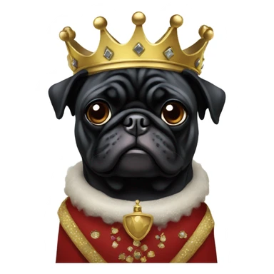 Black pug dressed as royalty sticker