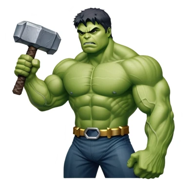 Hulk holding Thor's hammer Mjolnir sticker