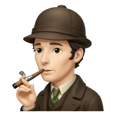 A side view of Sherlock Holmes wearing a deerstalker hat and smoking a curved meershaum pipe sticker