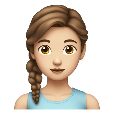Girl with short brown hair, bleu eyes, a square face, without mske sticker