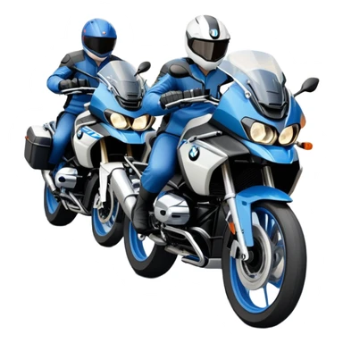 group of BMW motorcycles touring together on road sticker