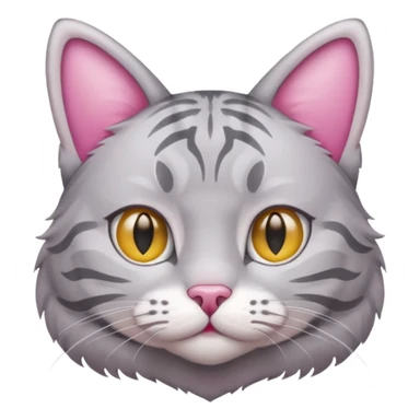 grey tabby cat: pink ears fur sticker