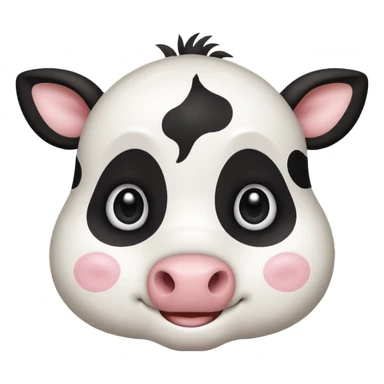cute simple kawaii cow face, very simple dot eyes, big pupils sticker