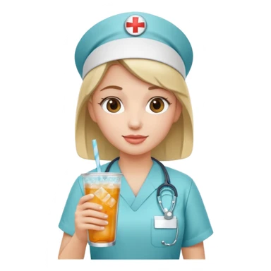 nurse holding icey drink sticker