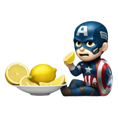captain america eating a lemon sticker
