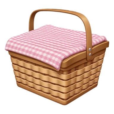 picnic basket with light pink gingham blanket sticker