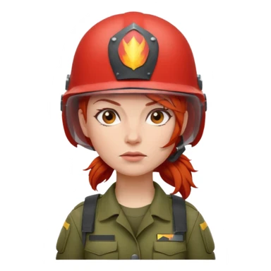 women Soldier red hair just sticker