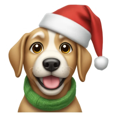 Dog wearing a christmas hat and scarf sticker