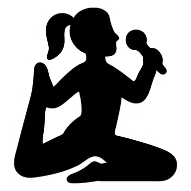 woman doing yoga with a microphone solid filled icon sticker