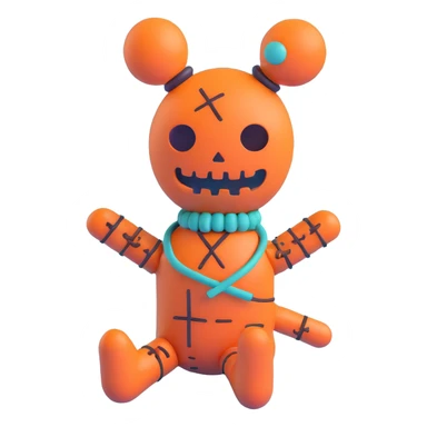 teal and orange voodoo doll sticker